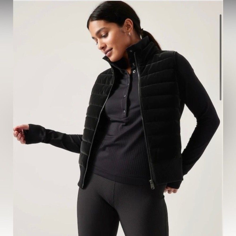 Athleta Vest Hanover Hybrid Puffy Puffer Full Zip Black NWT 1X
